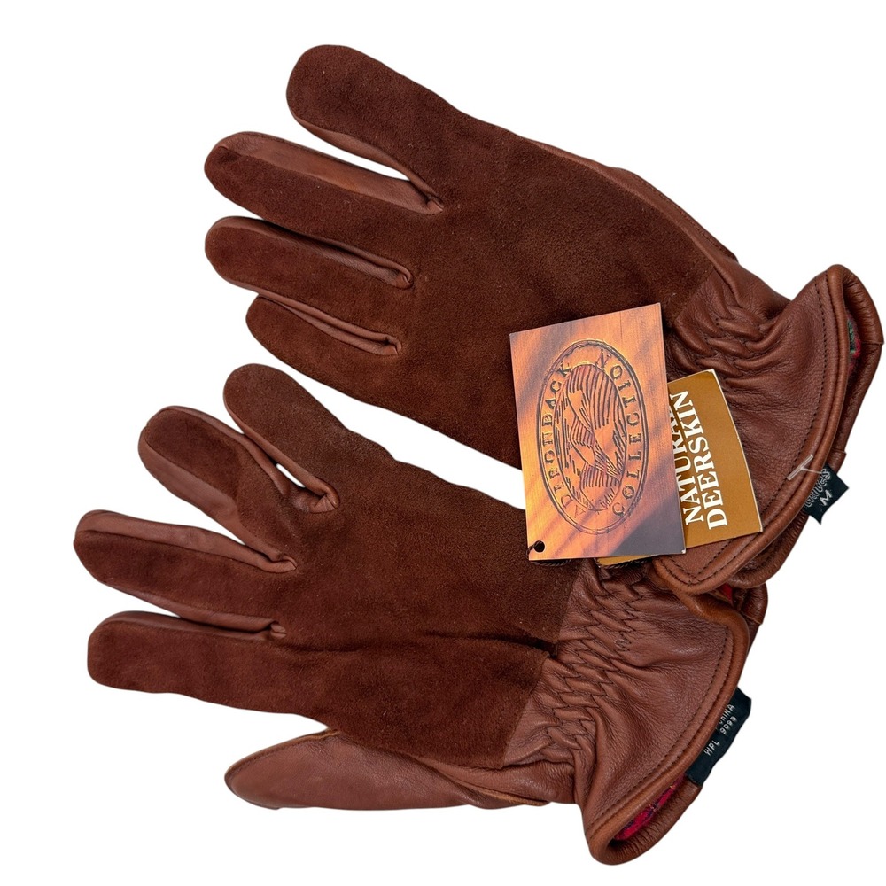 Gates Gloves Mens Medium Brown Adirondack Collection Deerskin Leather Flannel